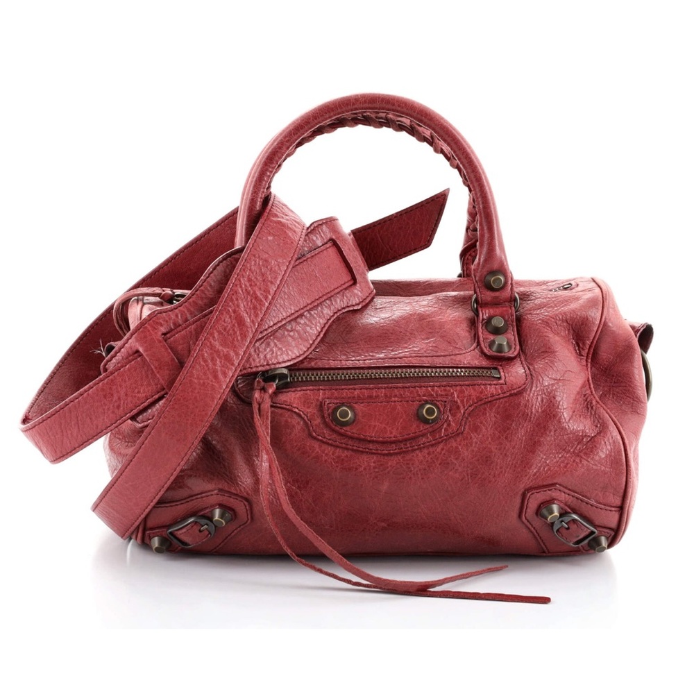 Balenciaga Mini Twiggy Moto Bag Cassis red Agneau